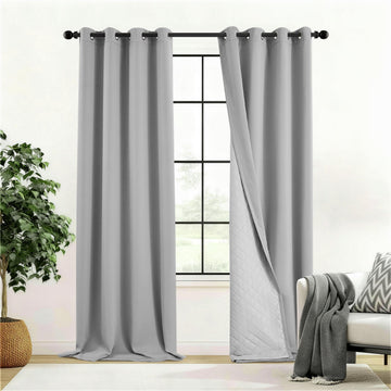Soundproof Thermal Insulted Blackout Curtains 2 Panels, 52x84in, Gray