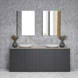 Frameless Bathroom Mirror for Wall, Rectangle Beveled Edge Mirror for Over Sink, Tempered Glass, Shatterproof, Hangs