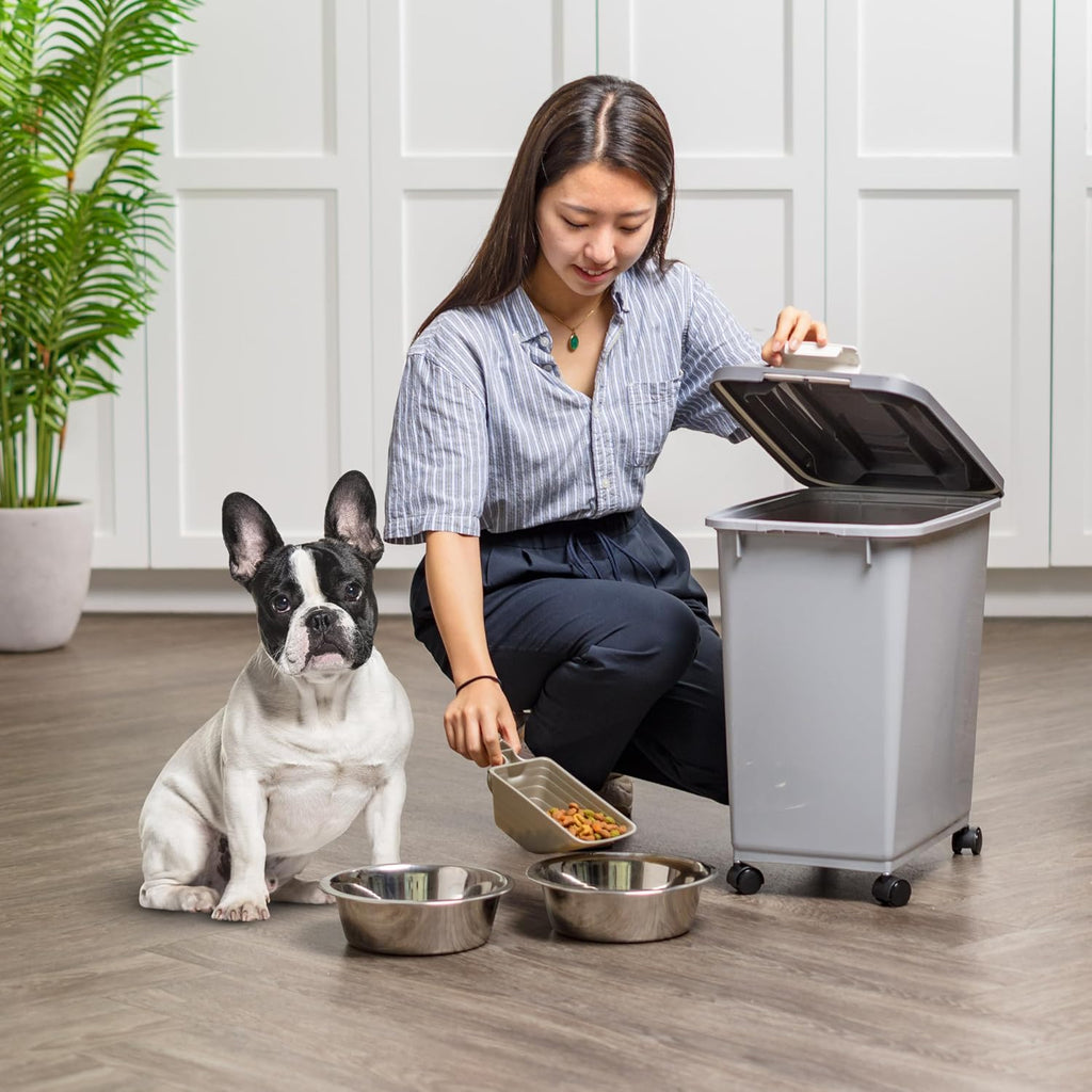 USA Dog Food Storage Container, Up to 30 lbs, Gray/Dark Gray