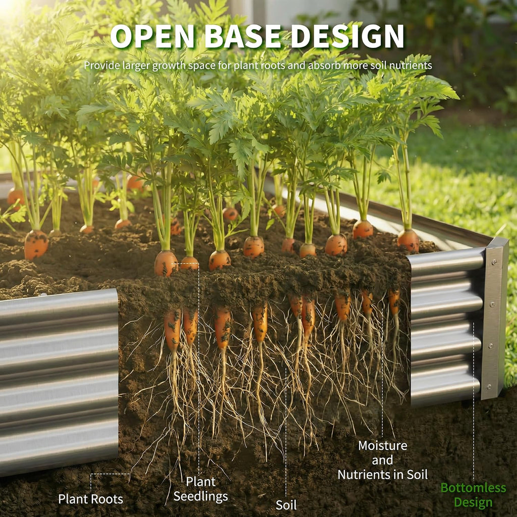 Galvanized Raised Garden Bed,Outdoor Planter Box Metal Patio Kit Planting Bed for Vegetables Flowers Herb