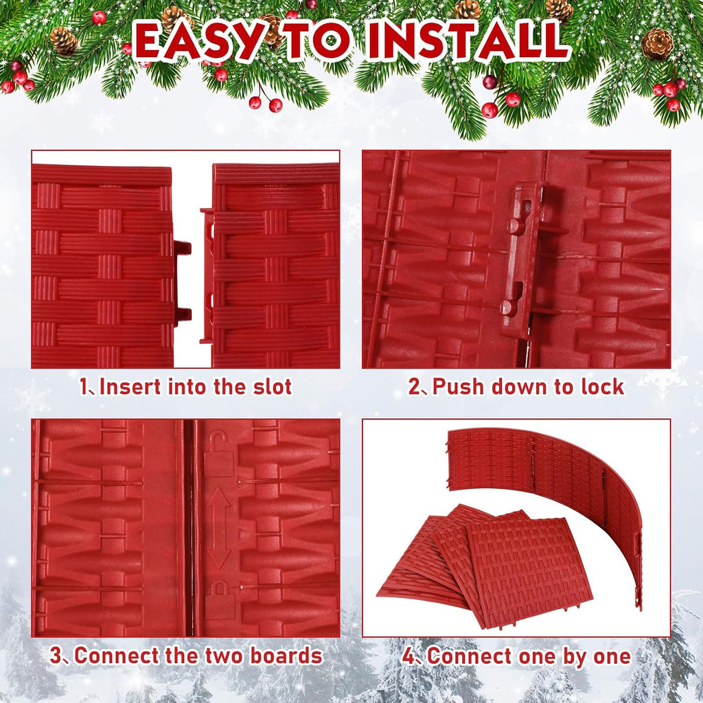 26 Inch Plastic Christmas Tree Collar, Large Woven Christmas Tree Collar Basket, Rustic Skirt Base Cover for Holiday