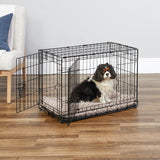 30-Inch New World Crate for Medium Breeds, 21-40 lbs, Double Door Folding Dog Crate, Leak-Proof Tray & Secure Latches
