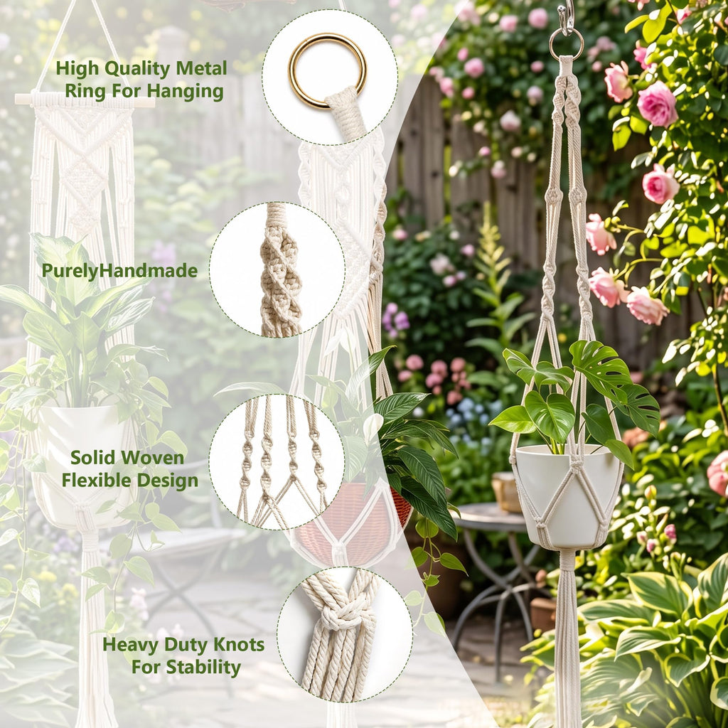 6 Pack Macrame Plant Hangers, Hanging Planters for Indoor Plants