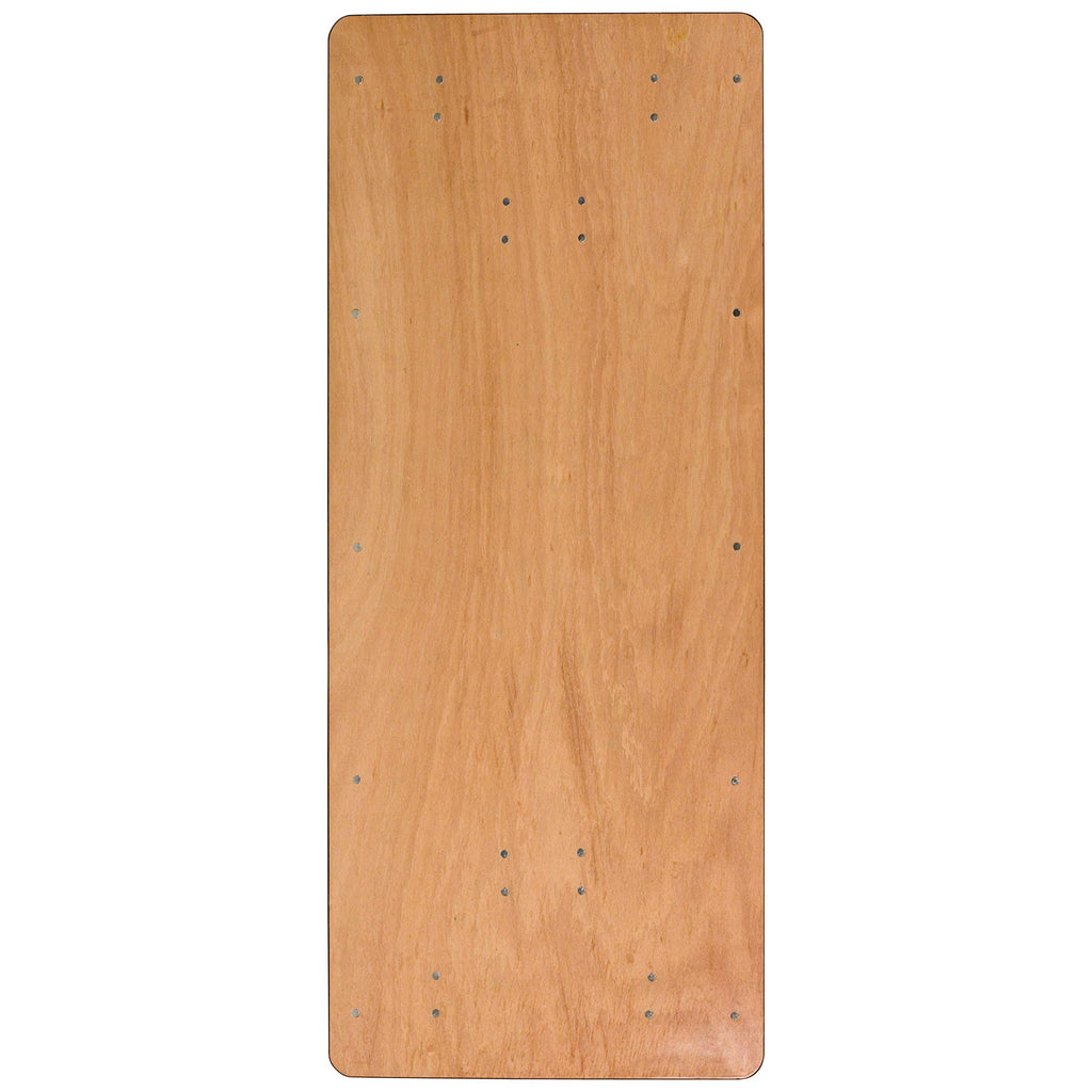 6 ft Wood Folding Banquet Table with Clear Coated Finish, 72" x 30"