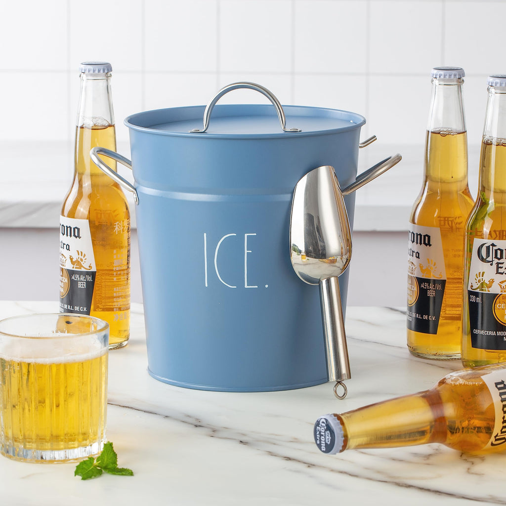 Ice Bucket with Scoop - Stainless Steel Bucket with Handle, Lid and Ice Scooper - 4 Qt. Storage Bin for Ice Cubes for