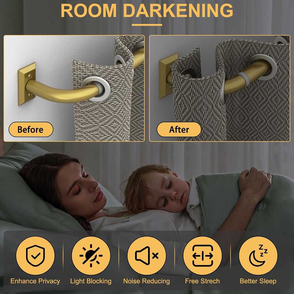 Gold Curtain Rods, Heavy Duty Wrap Around Curtain Rod for Windows 48 to 84 Inch, Adjustable Decorative Blackout
