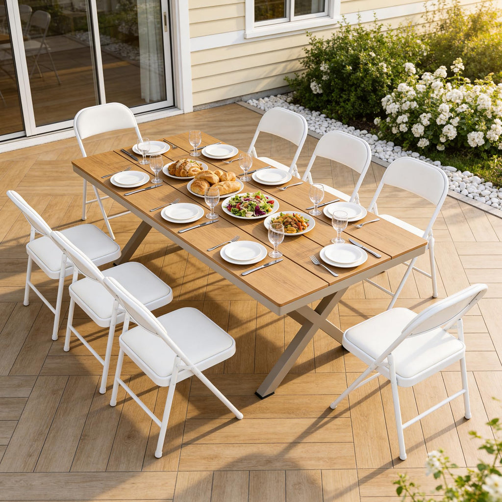 Padded Folding Chairs 4 Pack, PU Leather Folding Chairs for Outside and Indoor, Heavy Duty Portable Foldable Metal