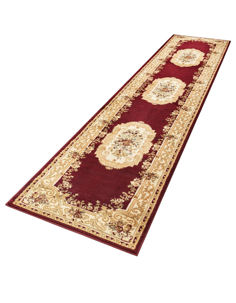 Chateau Rug - 12 Ft Runner Red Traditional Medallion Runner Rug - Elegant Old World Design s, Entryways, and