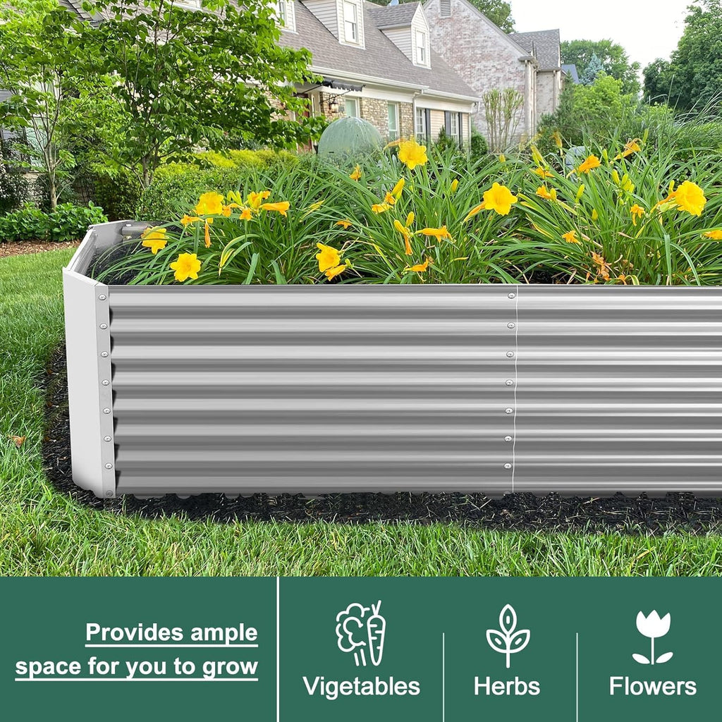 2 Pack 6×3×2 ft Galvanized Metal Raised Garden Bed, 2FT Deep Root Elevated Planter Box Steel Large Vegetable Flower