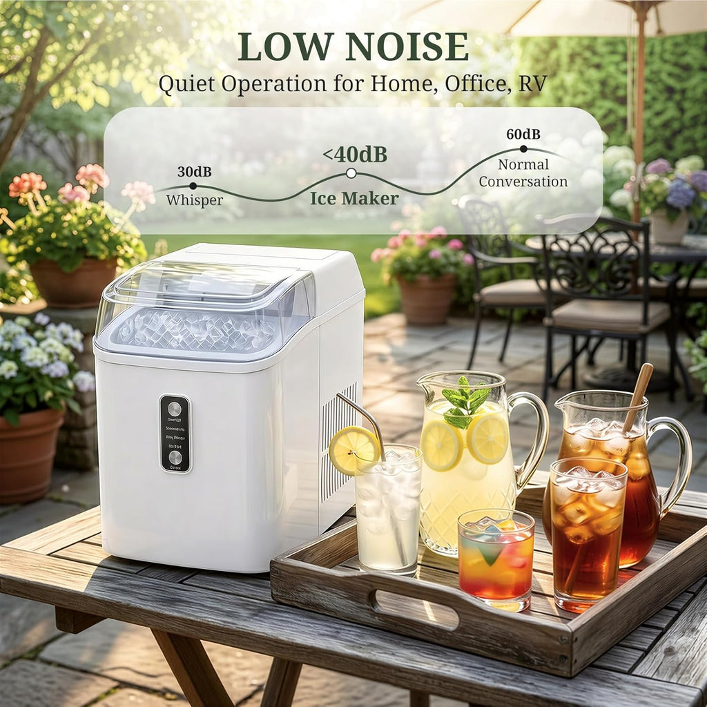 Nugget Ice Maker Countertop, 6-Min Fast Chewable Pellet Ice, 24lbs/24H Portable Ice Machine with Self-Cleaning, Ice