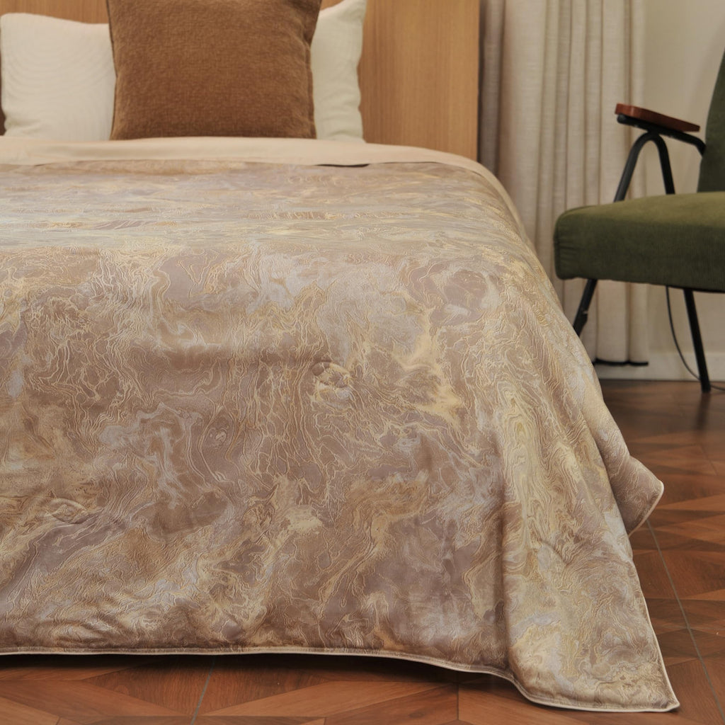 Tencel Silk Comforter for Summer (Marble Flow, Twin)