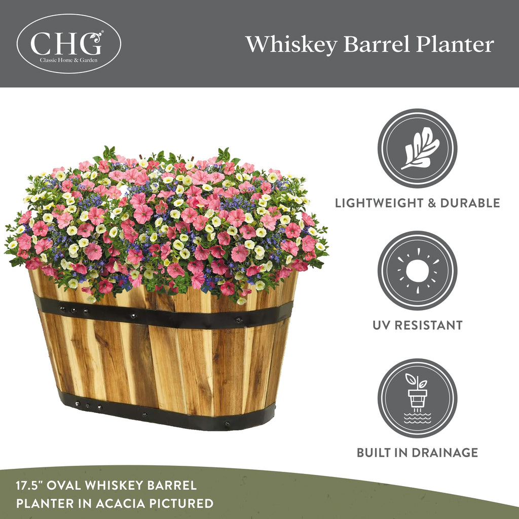 Oval Barrel Planter, Acacia