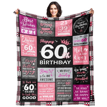 Happy 60th Birthday Gifts for Women, 60th Birthday Blanket for Women 60x80
