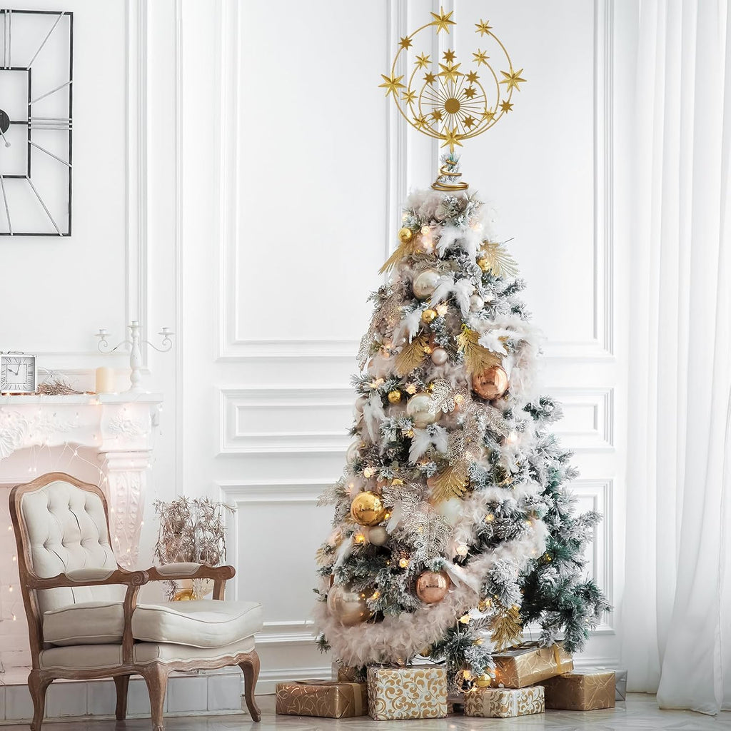 Celestial Gold Metal Tree Topper, 10 Inch Christmas Holiday Decor