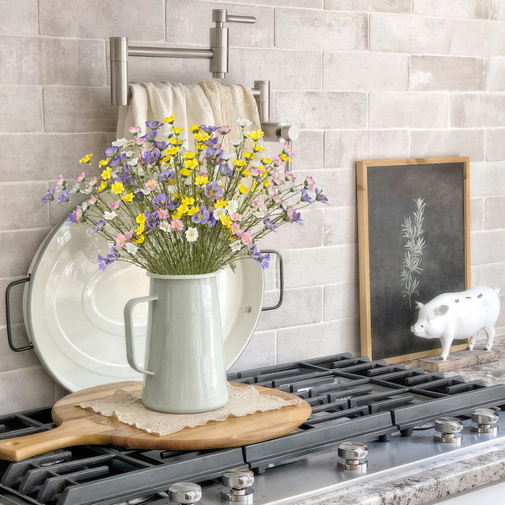 16 Pcs Artificial Wildflowers with Stems Bulk Silk Spring Flowers Floral Picks 21inch Fake Forsythia Branches Faux