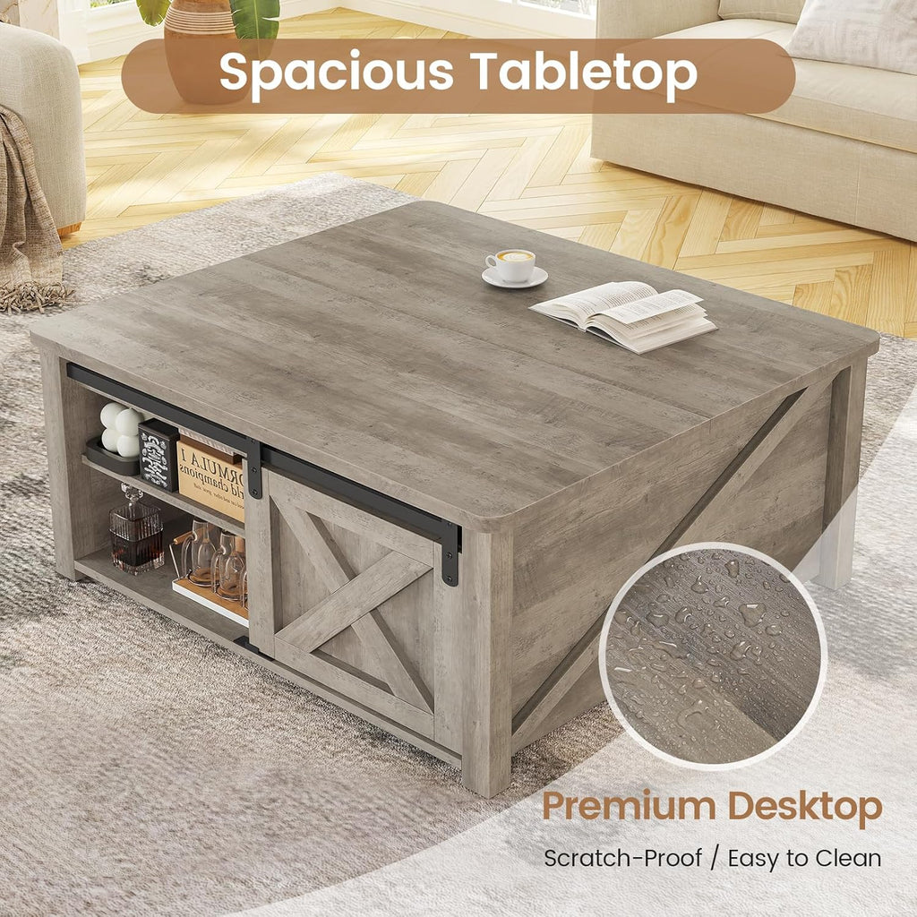 31.5" Lift Top Coffee Table with Storage, Square Coffee Tables
