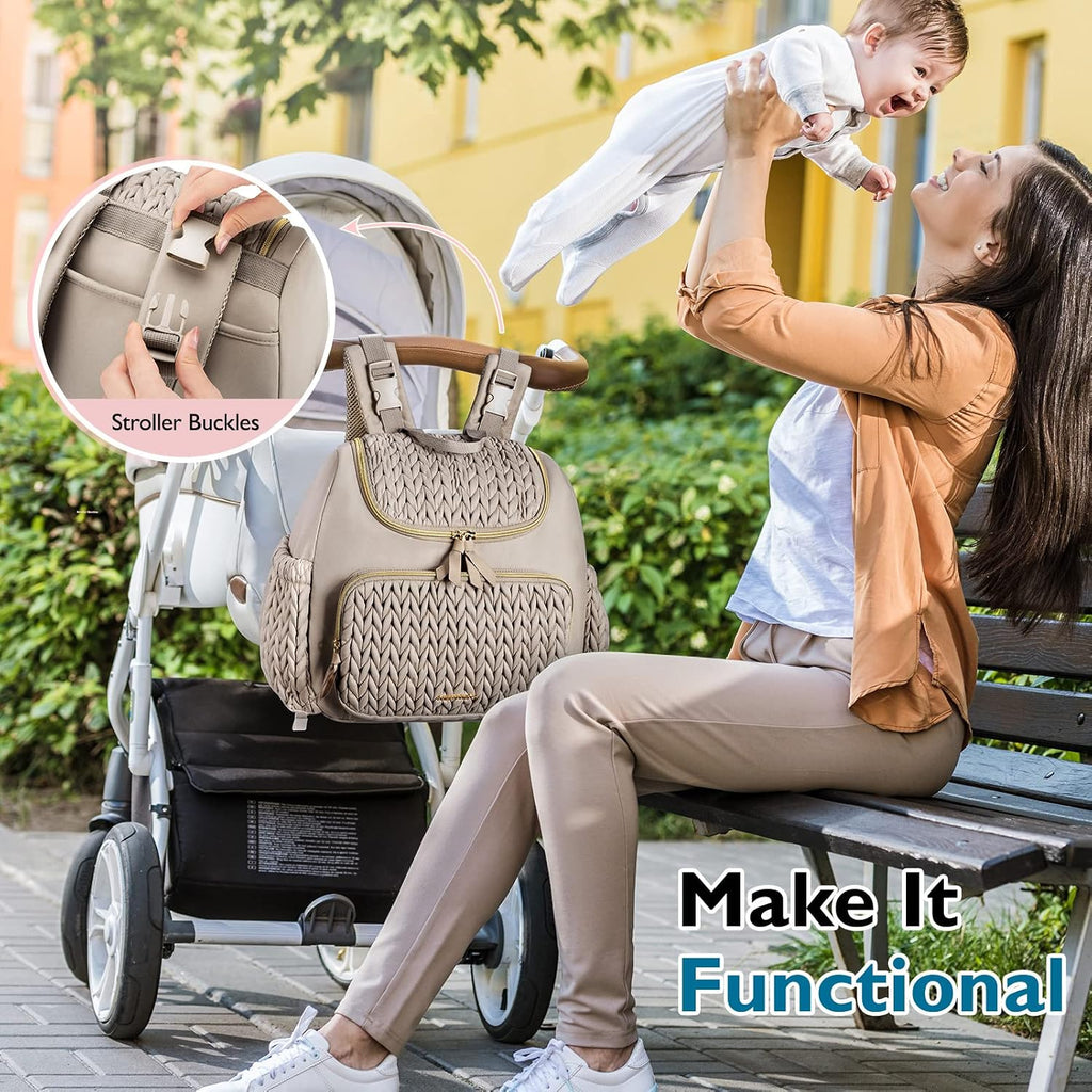 Diaper Bag Backpack, Stylish Mini Baby Bag with Changing Pad