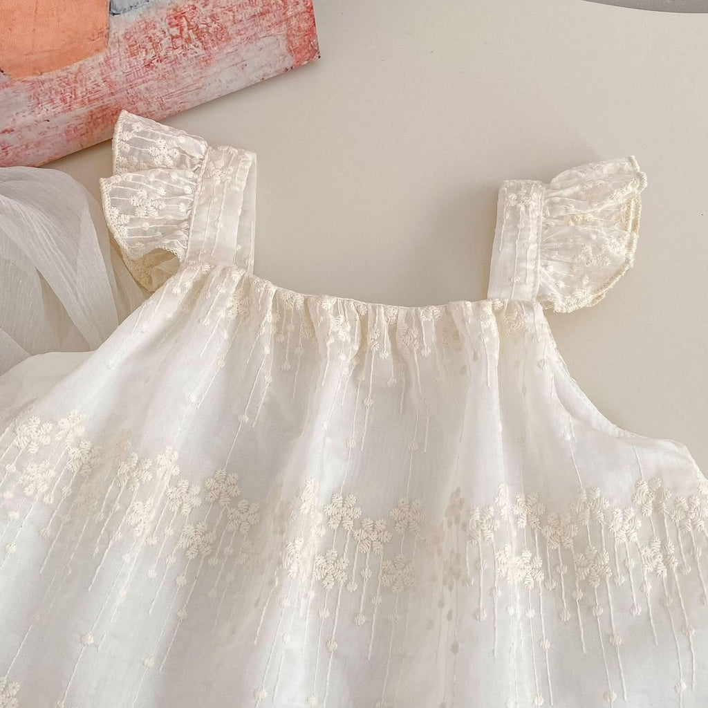 Toddler Baby Girl 2Pcs Lace Summer Outfit Sleeveless Ruffle Tops and Bloomer Shorts Set