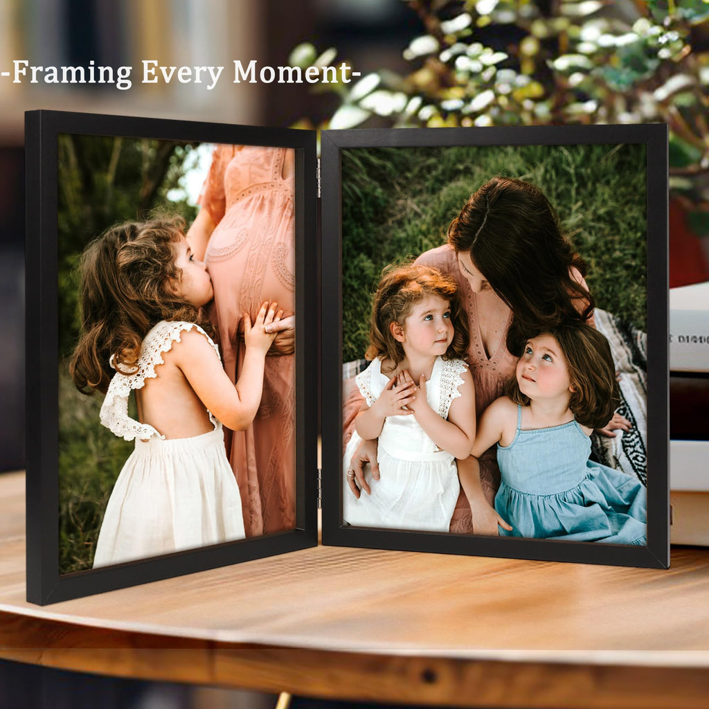 8x10 Double Picture Frames Hinged Folding Photo Frames Black
