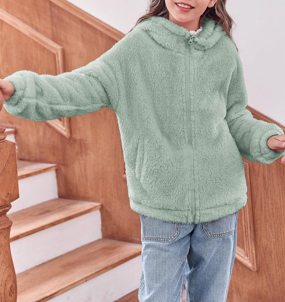 Girls Fleece Zip up Hoodie Jacket with Pockets