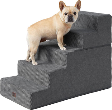 Dog Stairs for High Bed 25" H, Extra Wide Dog 5-Step, Grey