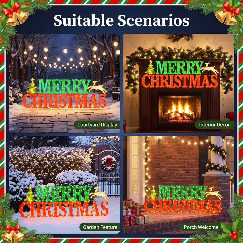 60 in Lighted Merry Christmas Sign Outdoor, 300 LED Yard Decor