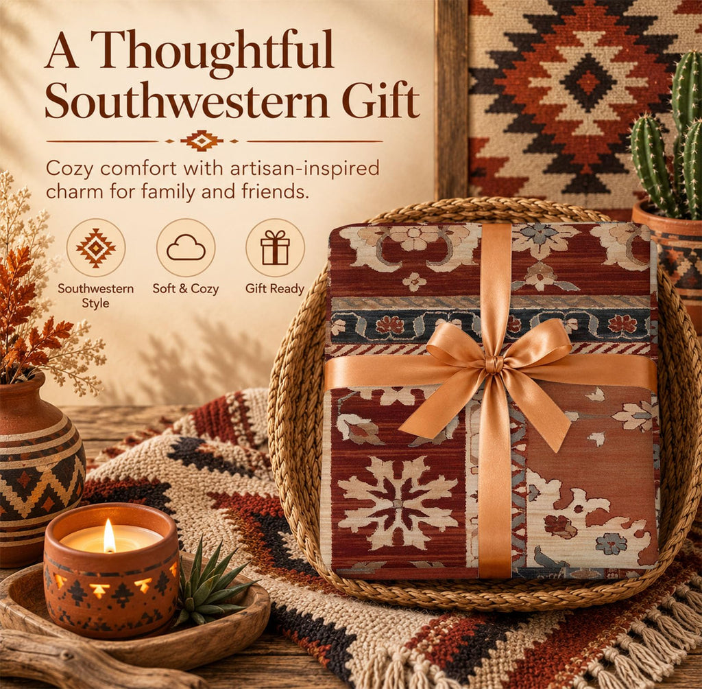 Boho Aztec Throw Blanket 60"x 80", Western Indian Native American Blanket Southwestern Decor, Brown Soft Cozy