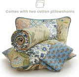 Secgo King Comforter Set- 100% Cotton Quilt King Set, Green, Sage bedspreads (96 * 108 Inch) with 2 Pillow Shams