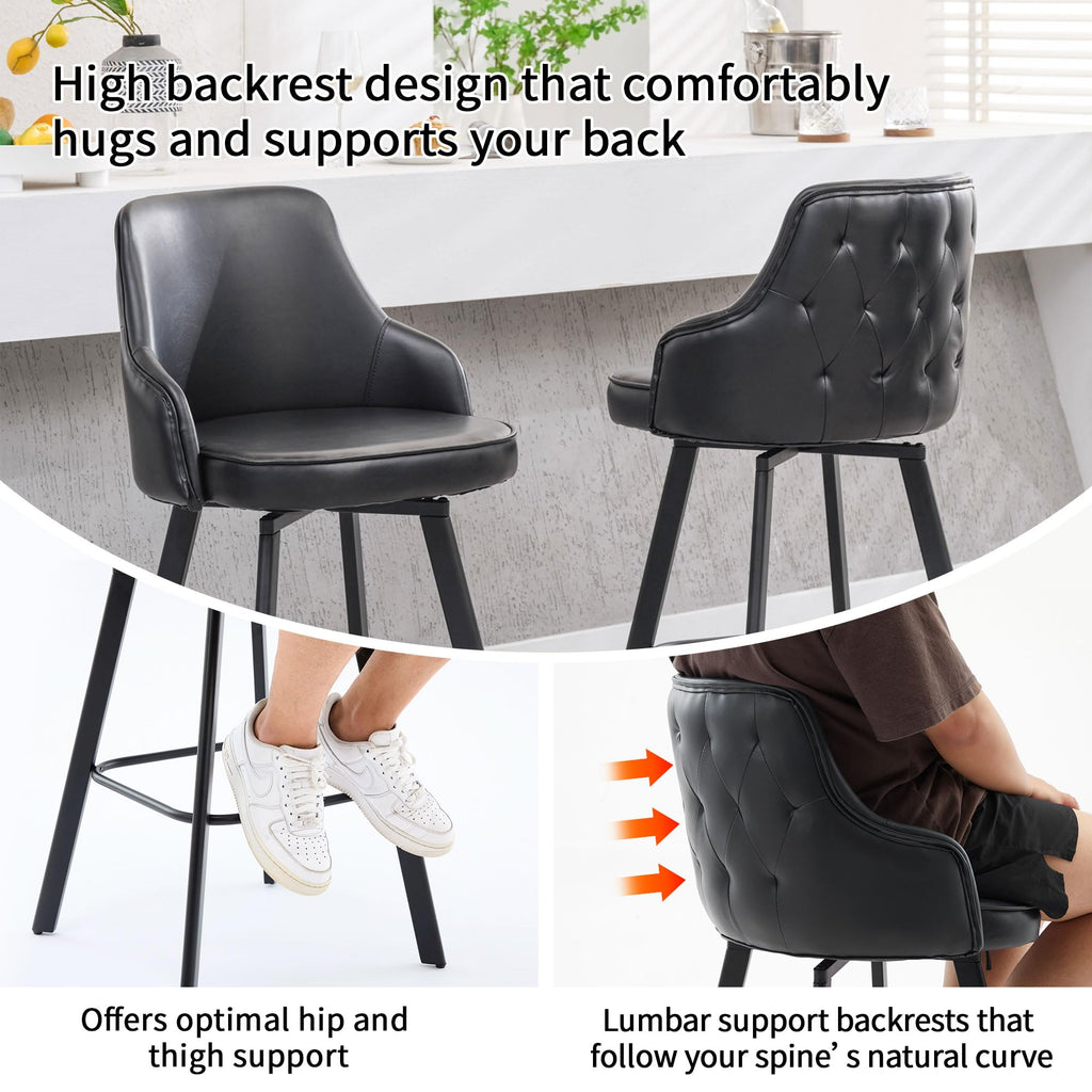 Swivel Bar Stools Set of 4, Bar Height Stool with Back Island