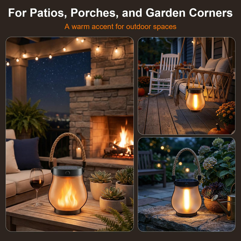 Lanterns Outdoor Waterproof 4-Pack, 2nd Gen Flickering Flame Effect