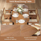 Japandi Oval Dining Table for 4, 59.1 Inch Solid Pine Wood Kitchen Table, Modern Mid Century Minimalist Kitchen &