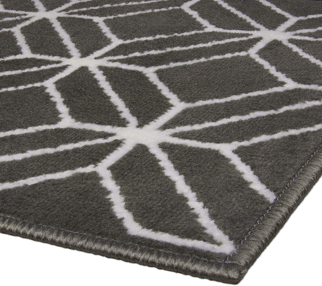 Modern Contemporary 3-Piece Rug Set with 5x7 Area Rug, 2x5 Runner Rug and 2x3 Accent Mat, Geometric Trellis Diamond