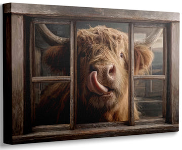 Highland Cow Canvas Wall Art Vintage Farmhouse Animal Wall Decor 16x24in
