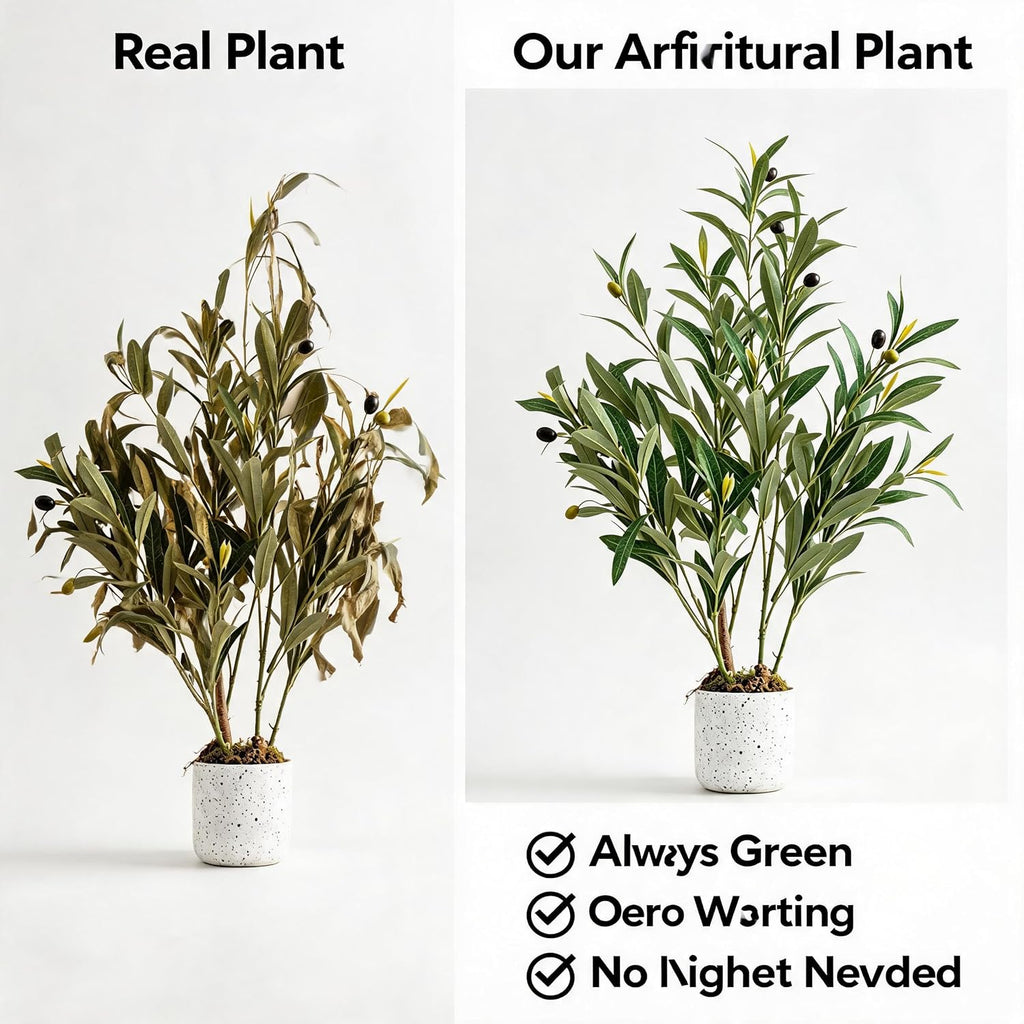 2FT Faux Olive Tree, Indoor Artificial Potted Olive Tree 23.6inch with White Planter, Lifelike 8 Fruits and Realistic