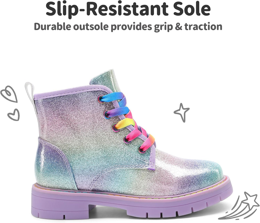Girls Combat Ankle Boots Shoes