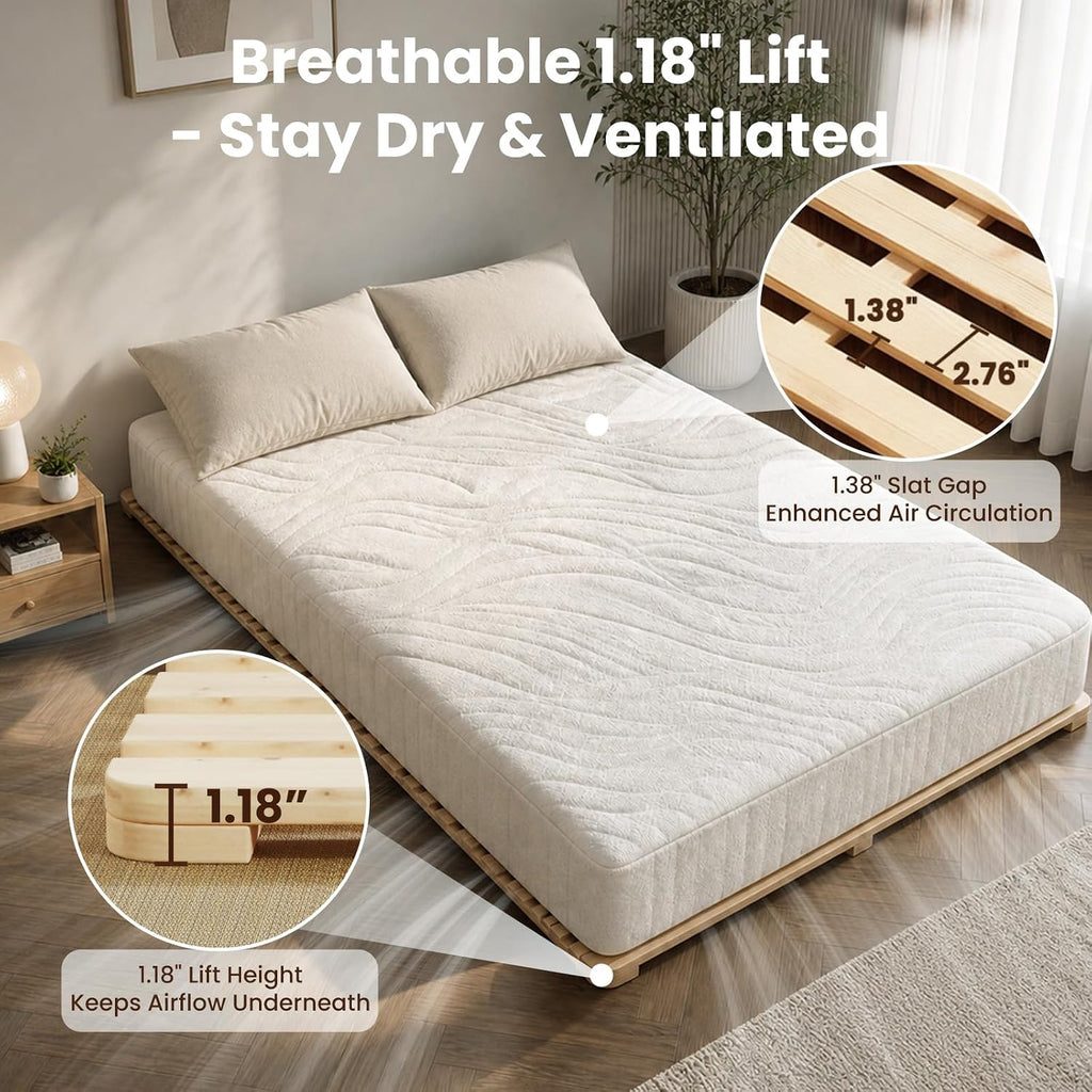 Floor Bed Frame, Foldable Tatami Bed Frame for Futon Mattress