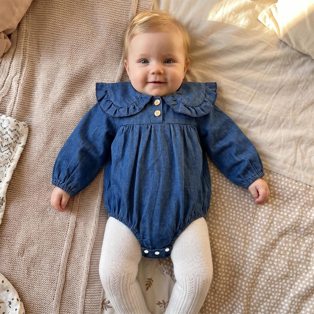 Newborn Baby Girl Romper Peter Pan Collar Bodysuit Infant Bodysuit Fall