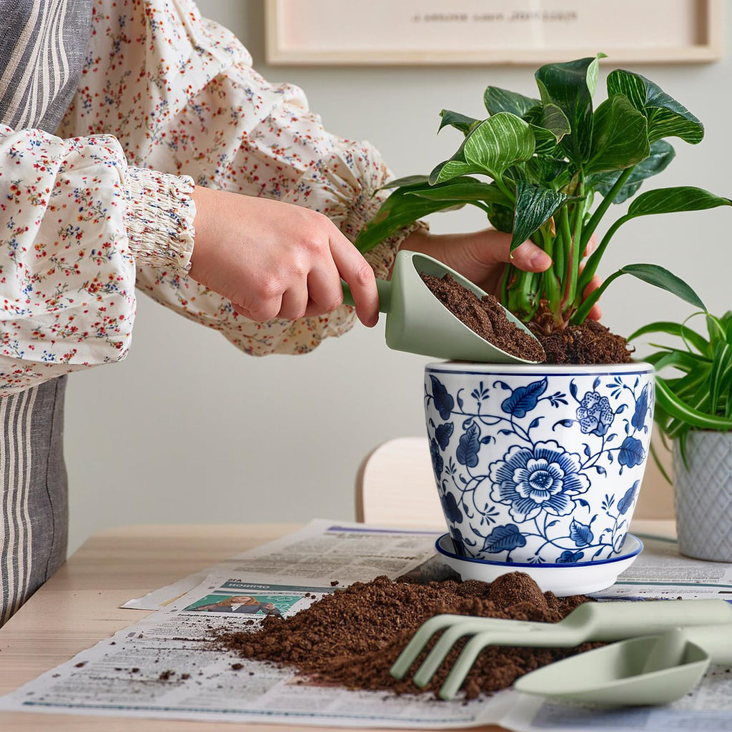 8 inch Ceramic Planters for Indoor Plants, Chinoiserie Decor Ceramic Pots for Plants Flower Plant Pots Indoor with