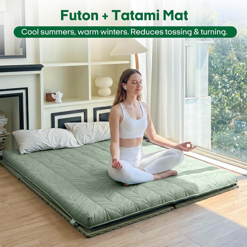 Japanese Tatami Mat, Foldable Floor Sleeping Pad Futon Mattress