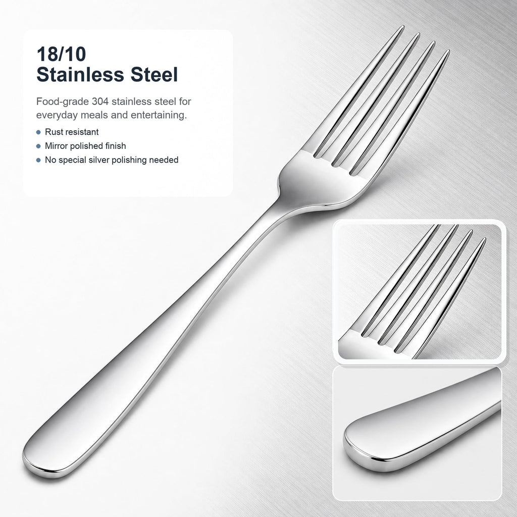 24 Piece Dinner Forks Set, 18/10 Stainless Steel Forks Silverware, 8 Inch