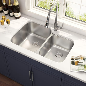 32 Inch Undermount 60/40 Double Bowl Kitchen Sink