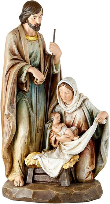 Christmas Figurines - Joseph and Mary with Jesus Tabletop Centerpiece Nativity Figurine, 18-Inch, Holy Family Nativity