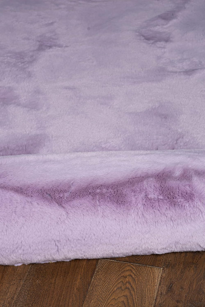 Haven Lux Soft Faux Rabbit Lavender Solid Colored Area Rug