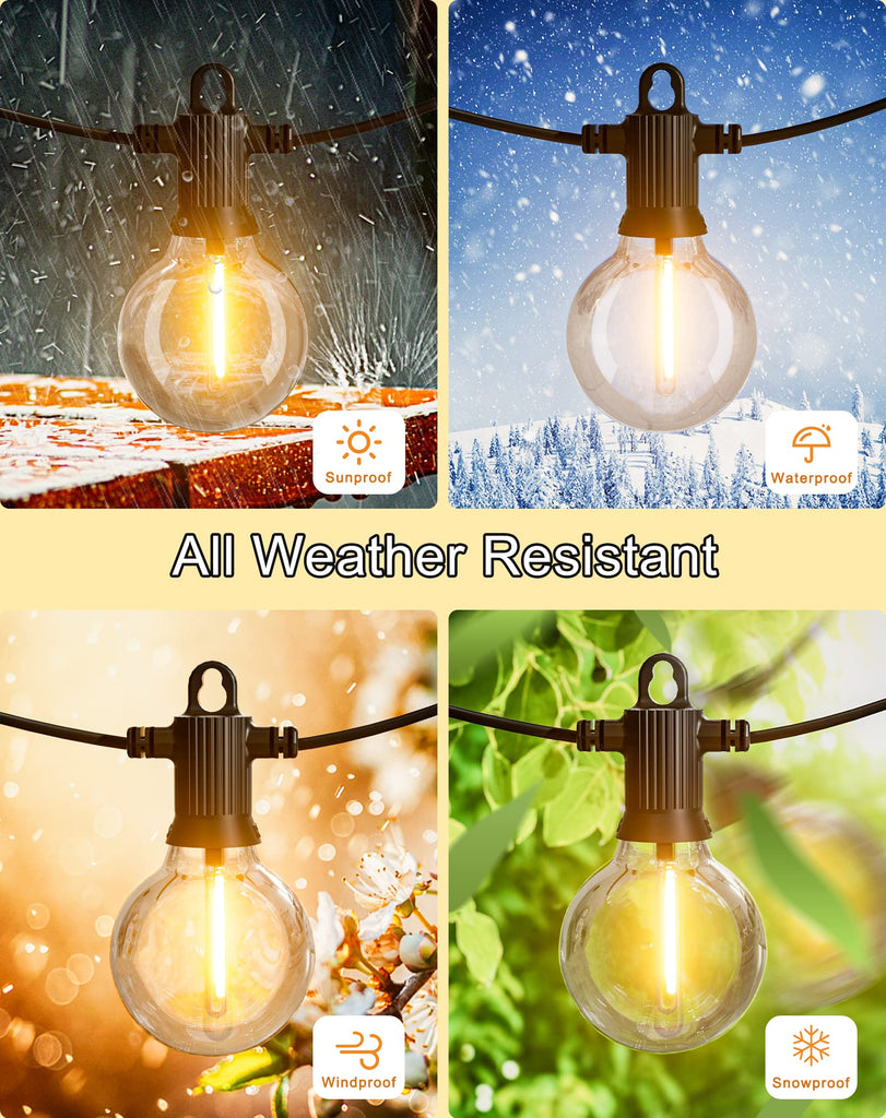 Outdoor String Lights, 50FT G40 LED IP65 Waterproof Patio Lights