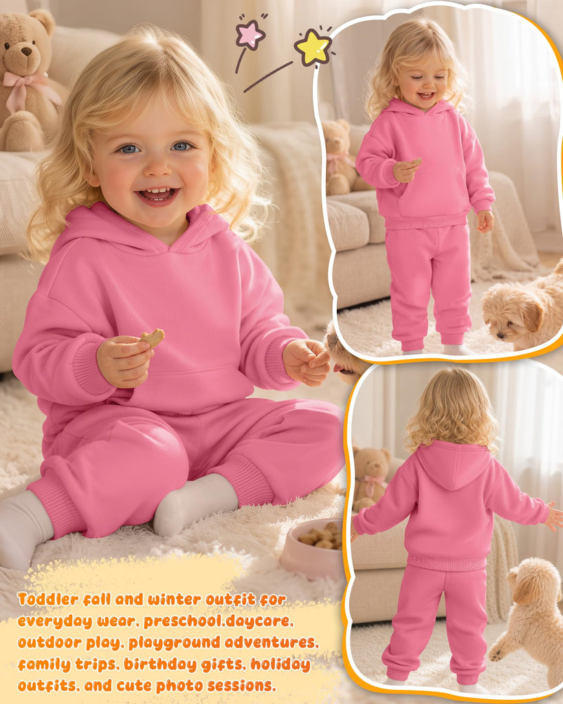 Toddler Boy Girl Sweatsuit Hoodie Set Pink