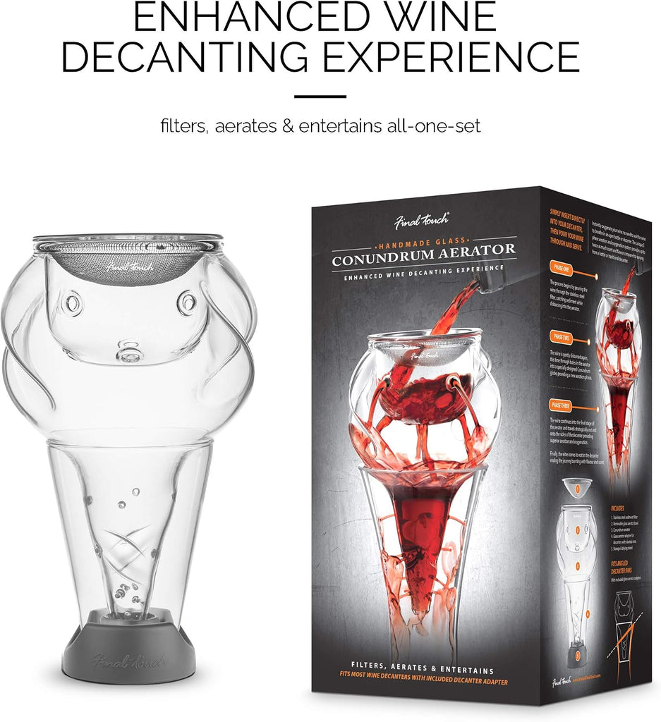 Conundrum 3-Phase Glass Wine Decanter Aerator & Filter