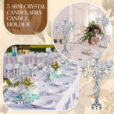 8 Pcs 5 Arm Crystal Candelabra Centerpieces for Table 27 Inch Retro Victorian Crystal Candle Holders Bowl Table