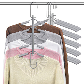 Space Saving Shirt Hanger 5 in 1 Non Slip Coat Hanger Grey 4 Pack
