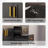 36 Inch Black Bathroom Vanity with Sink, Modern Single Sink Bath Vanity with Drawers & 2 Doors