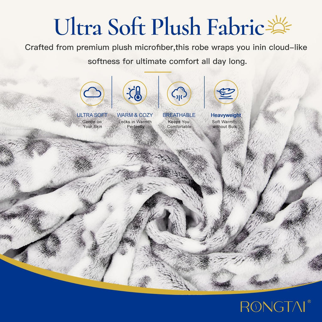 Women's Plush Hooded Robe Bathrobe-Fast Warmth | Ultra-soft plush fabric delivers cozy comfort & quick warmth,for